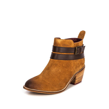 LADIES LILY TAN SUEDE STRAP BOOT